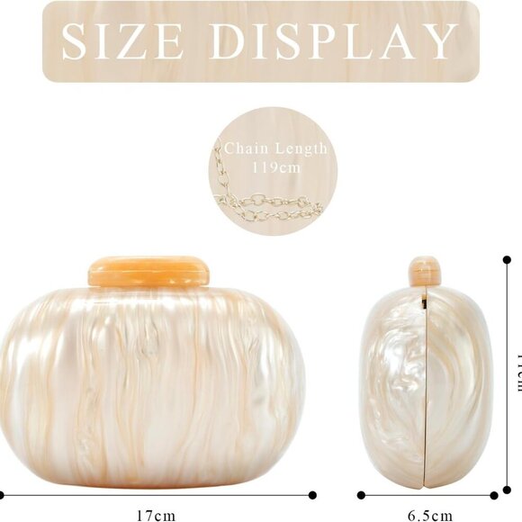 Brand New Marble Acrylic Clutch Purse Small Champagne Elegant Evening - Picture 2 of 7